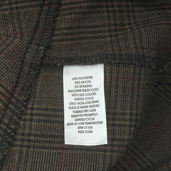 Kim Rogers Womens Plaid Curvy Fit Trousers Pants Size 18W Short Brown Stretch - Picture 4 of 10